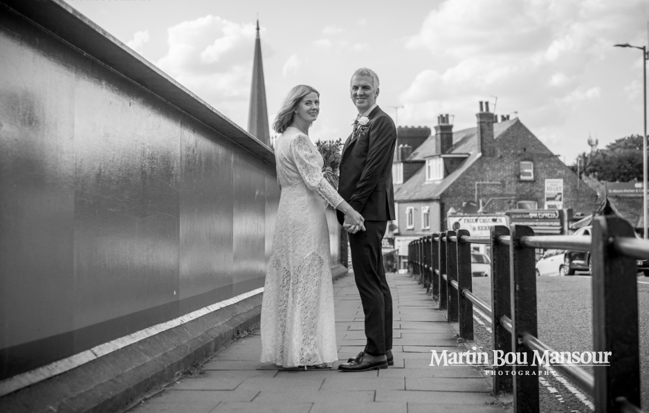 St. Albans Railway Bridge bride & Groom photo